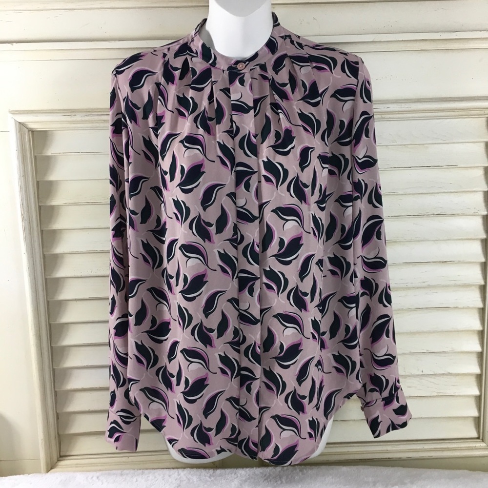 Ann Taylor Career Work Print Button Down Blouse XS - Picture 2 of 7
